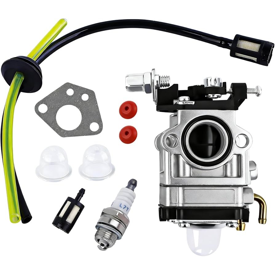 Complete carburetor kit with gasket and spark plug for 43cc and 52cc brush cutters from Pentales Ltd