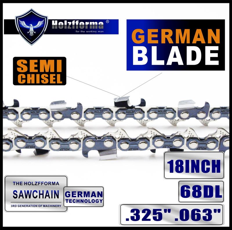[PA-0236] Chaîne de tronçonneuse 18" .325" .063" 68DL Full Chisel