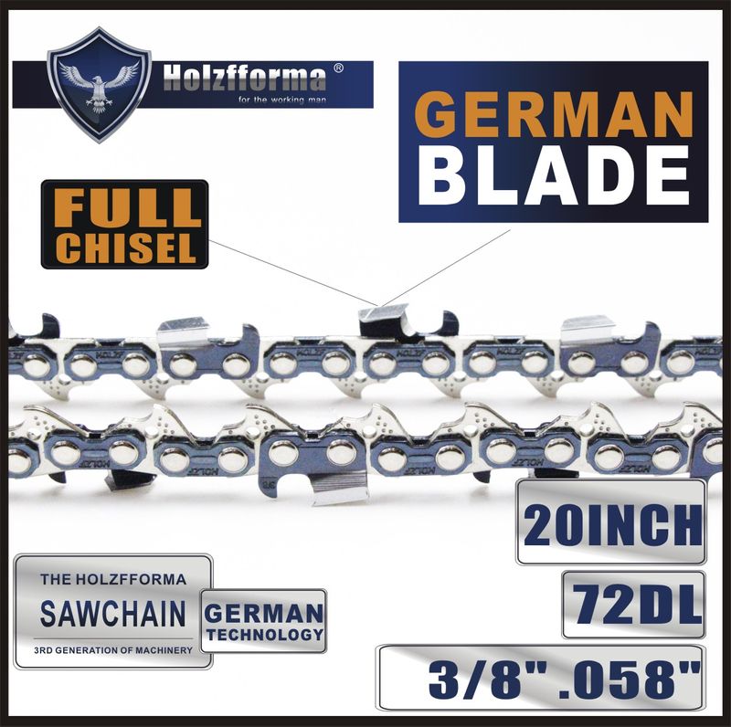 [PA-0237] Saw Chain 20" 3/8" .058" 72DL Full Chisel